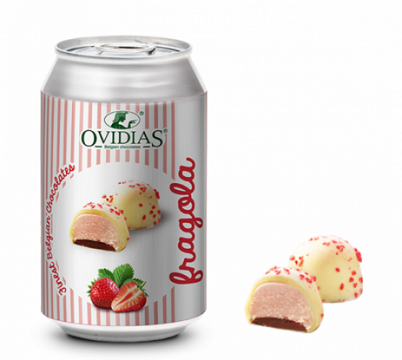 Fragola-can with strawberry cream chocolates (95g)